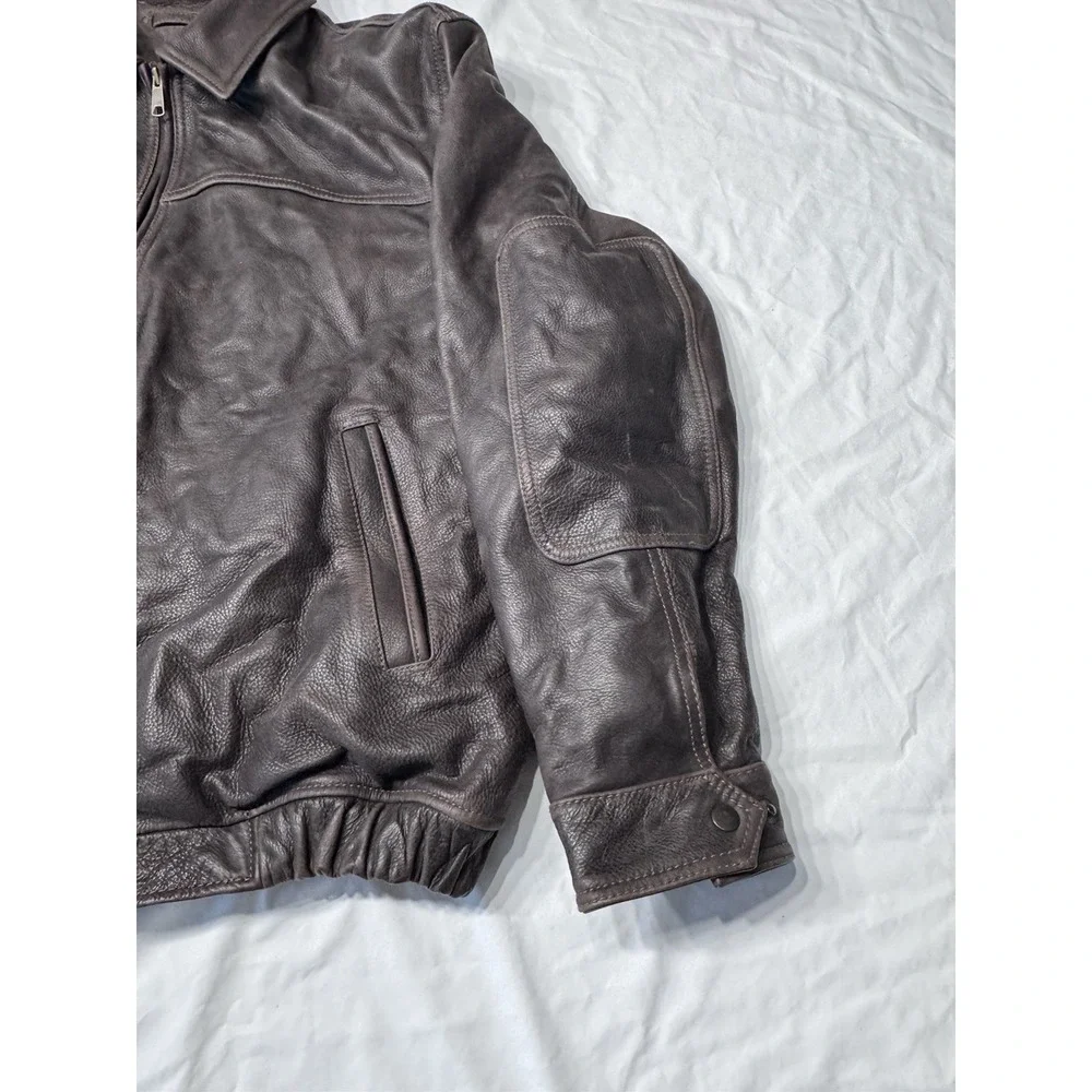 VTG 80s RARE St Johns Bay Brown Leather Jacket XL Flannel‎ Blanket Lined RN93677